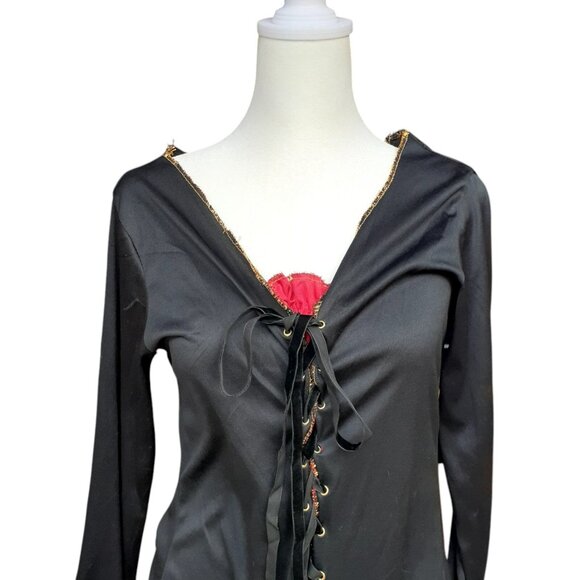 Halloween Vampiress Costume Blood Red & Black LARP Cosplay Goth Lace Up Theater - Picture 5 of 11